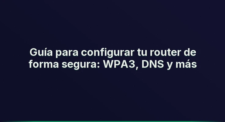 Guía para configurar tu router de forma segura: WPA3, DNS y más